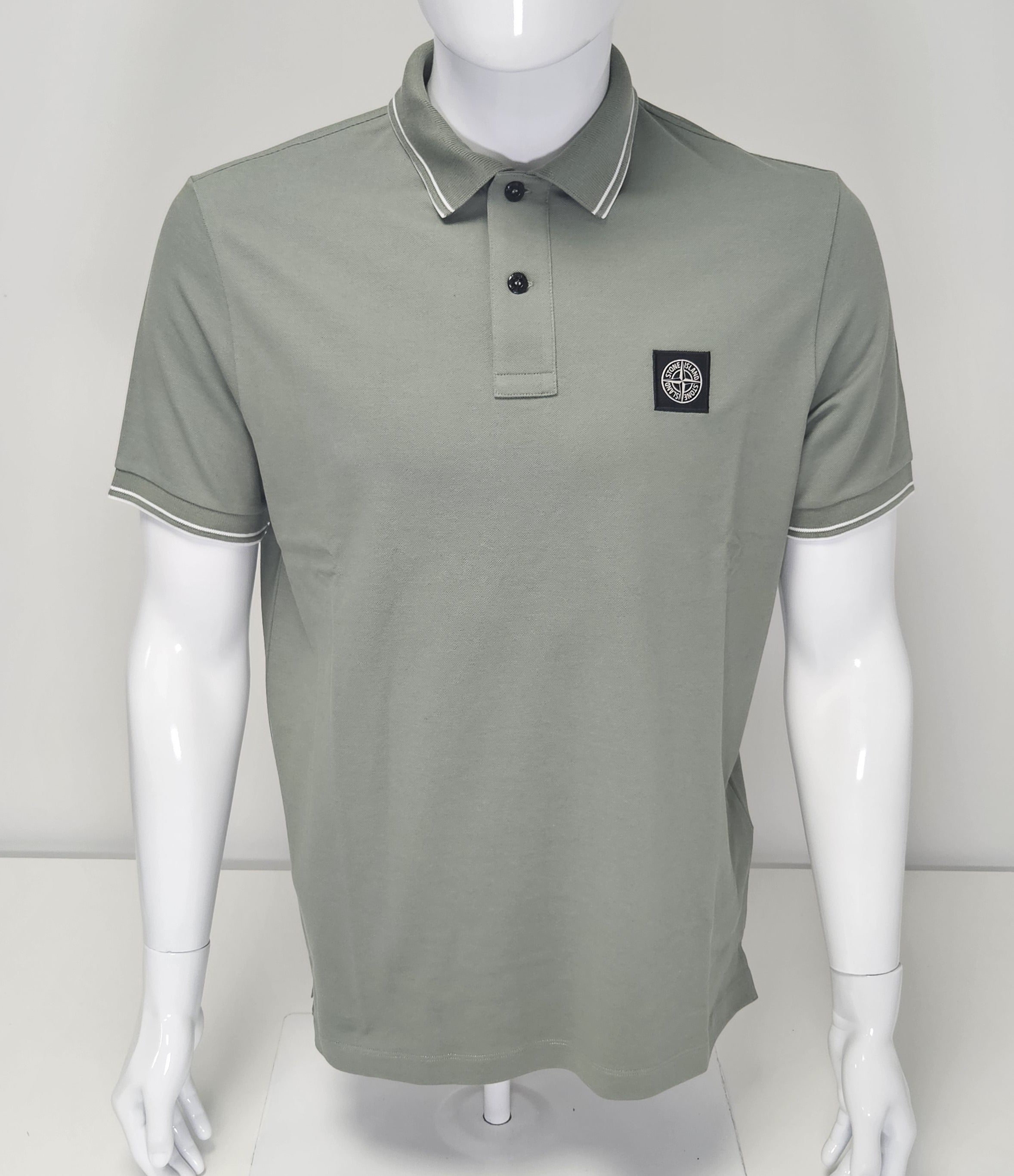 Stone Island 22002SC Stretch Organic Cotton Pique Polo Shirt - Military Green