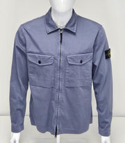 Stone Island 12808 Organic Stretch Cotton Satin Overshirt - Mid Blue