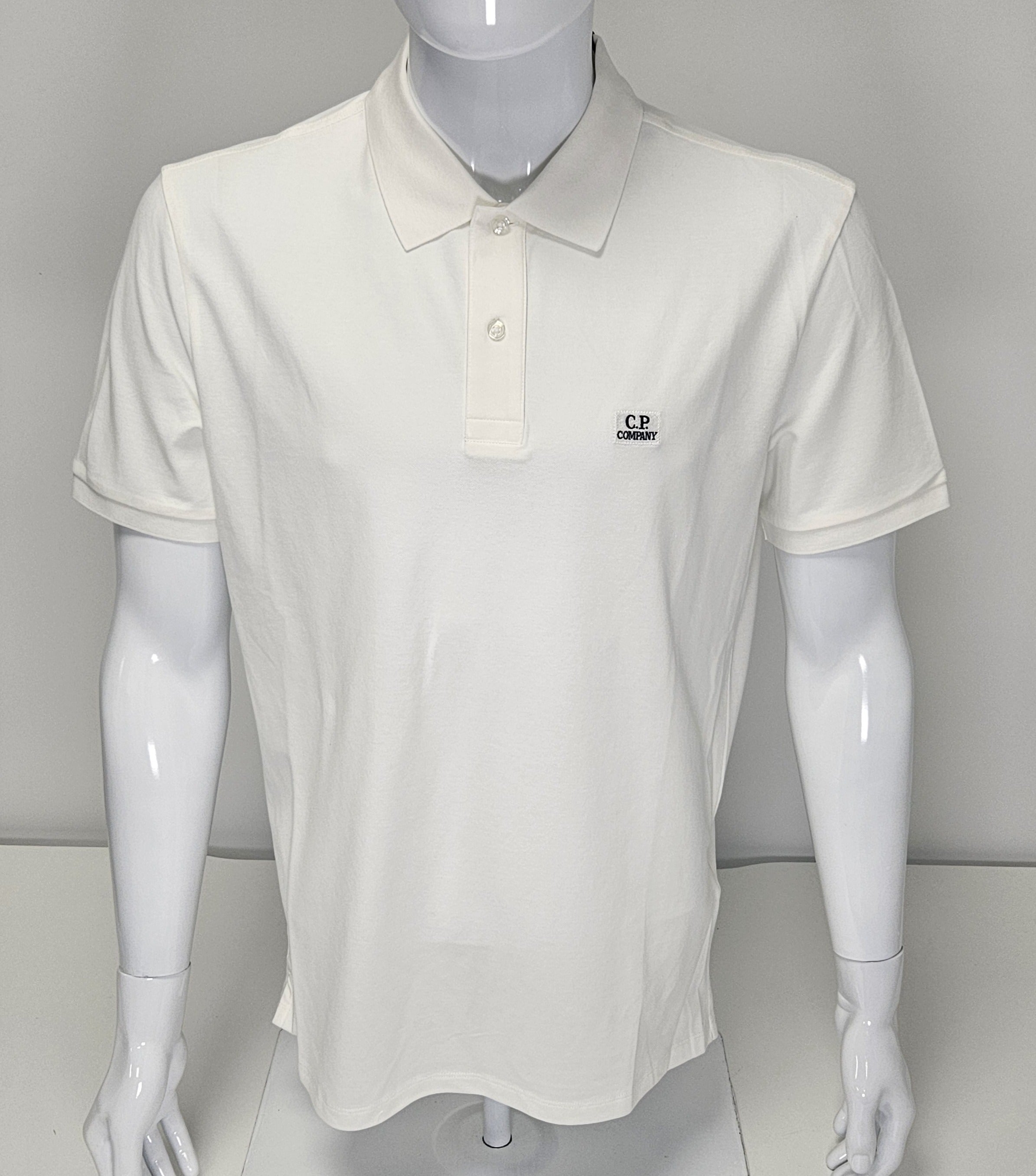 C.P. Company Short Sleeve Polo Shirt Stretch Piquet - White