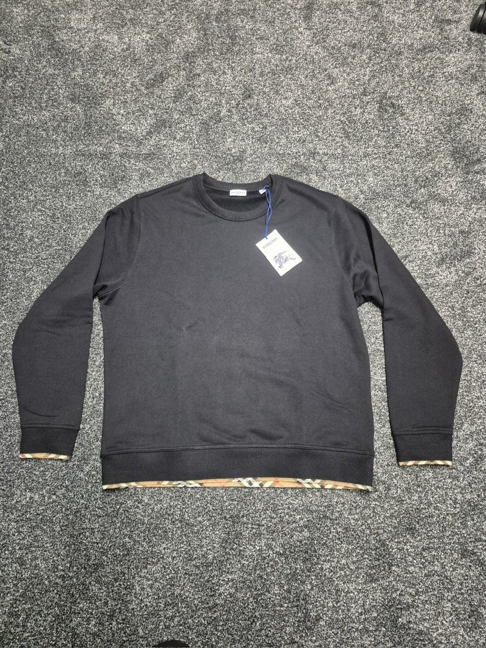 Burberry Check Trim Cotton Sweatshirt